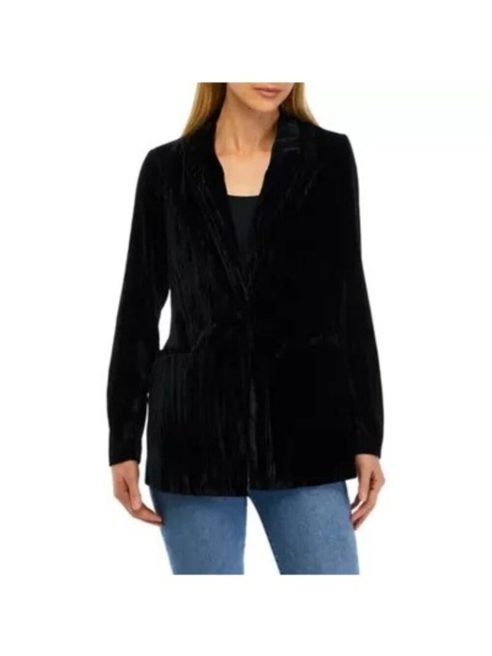 Truth by Republic Women's Crush Velvet Black Blazer Size XS new with tag